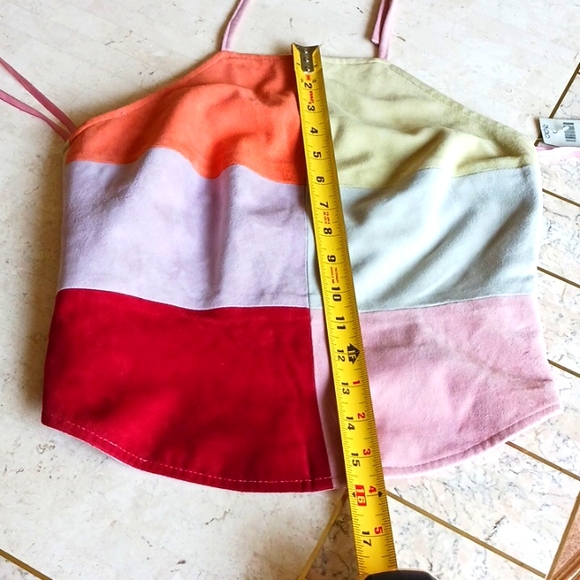 Vintage-One Of A Kind, multi color block suede vest..sz..XS.."Cache", New w/tags - Picture 13 of 15